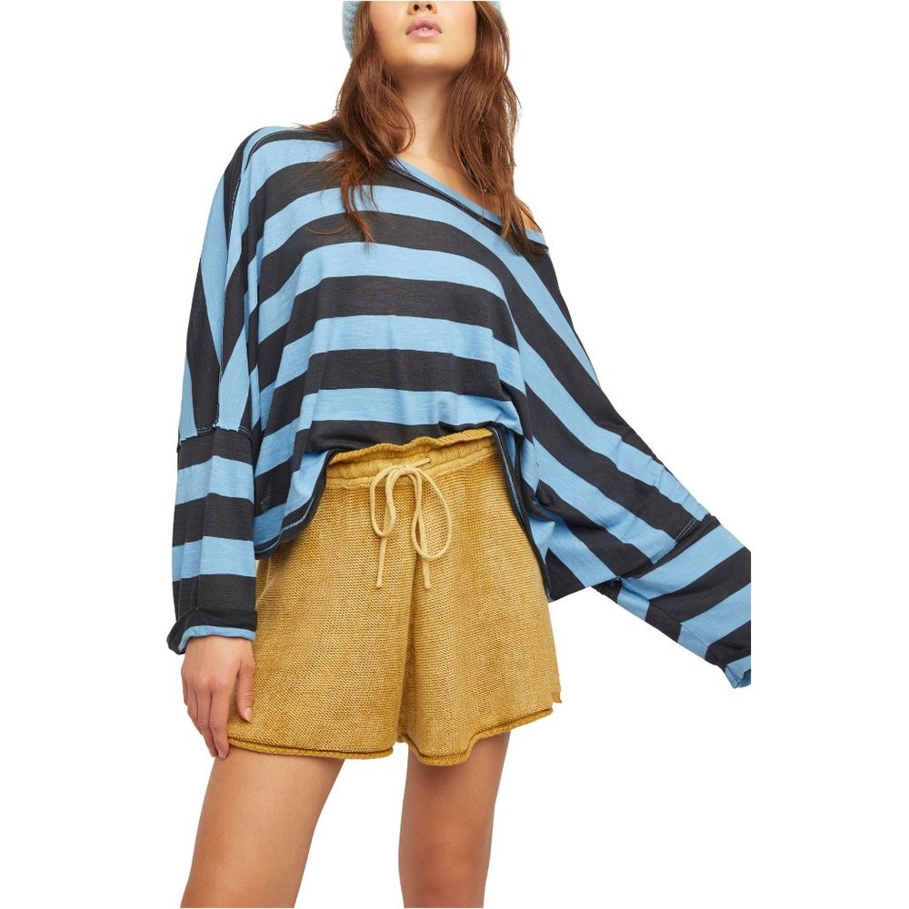 Free People Summertime Blues Knit Shorts